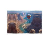YYHWHJDE Washable Heat Resistant Table Mats for Dining, Home & Kitchen, Thick Firm Wear-Resistant Placemats, 12x18in (Set of 6), Room Hotel Home Hot Air Balloons in The Canyon Prints