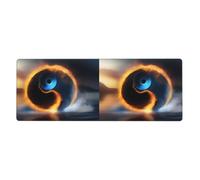 YYHWHJDE Water And Fire Tai Chi Pattern Extra Large Mouse Pad, Computer Office Anti Slip Gaming Keyboard Thickened Version 12x31.5in