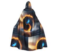 YYHWHJDE Water and Fire Tai Chi Pattern Halloween Adult Hooded Cloak for various party and carnival settings