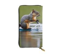 YYHWHJDE Water Skiing Fox Squirrel Printing Quality Leather Long Clutch Wallet Designed for Fashion Girls and Women Stylish 7.48 x 4.13 in