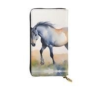 YYHWHJDE Watercolor Horse Picture Quality Leather Long Clutch Wallet Designed for Fashion Girls and Women Stylish 7.48 x 4.13 in