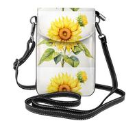 YYHWHJDE Watercolor Sunflower Prints Small Leather Women'S Crossbody Flip Phone Bag, Waterproof And Durable