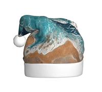 YYHWHJDE Waves by the sea Pattern Christmas Hat for Adult Soft and Fluffy, Ideal for Long-Term Use