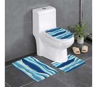 YYHWHJDE Waves in The Sea Picture Three Piece Set of Bathroom Floor mats, Bathroom Shower mats, Anti Slip Quick Drying