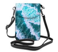 YYHWHJDE Waves Rolling Picture Ladies' mobile phone with leather foreskin, crossbody flip cover, small adjustable shoulder strap