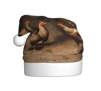 YYHWHJDE Weasel chasing a chick Picture Christmas Hat for Adult Soft, Lightweight, and Fluffy Design for Men and Women