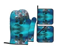 YYHWHJDE West Indian Manatees Prints 4-Piece Quality Kitchen Protection Set - Heatproof Throws & Covers for Grilling, Baking & Safe Handling