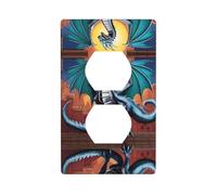 YYHWHJDE Western Dragon Picture Double Socket Wall Panel Electrical Socket Cover Plate is Shatter Resistant and Durable 4.5x2.76in
