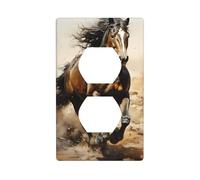 YYHWHJDE Western Horse Picture Double Socket Wall Panel Decorative is Durable and Suitable for Socket Light Switch Accessories 4.5x2.76in