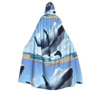 YYHWHJDE Whale Pattern Halloween Adult Hooded Cape Cloak No Zipper, Comfortable For Costume Parties