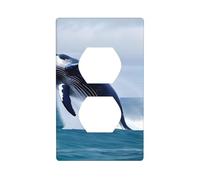 YYHWHJDE Whales at sea Picture Double Socket Wall Panel Decorative is Durable and Suitable for Socket Light Switch Accessories 4.5x2.76in