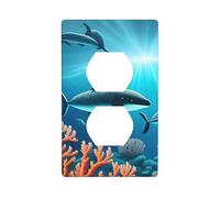 YYHWHJDE Whales Under The sea Picture Double Socket Wall Panel Decorative is Durable and Suitable for Socket Light Switch Accessories 4.5x2.76in