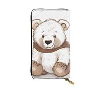 YYHWHJDE White Bear Brown Bear Printing Quality Leather Long Clutch Wallet Designed for Fashion Girls and Women Stylish 7.48 x 4.13 in