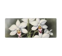 YYHWHJDE White Bell Orchid Pattern Extra Large Mouse Pad, Computer Office Anti Slip Gaming Keyboard Thickened Version 12x31.5in