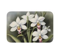 YYHWHJDE White Bell Orchid Picture Crystal Velvet Lock Edge Floor mat, Bedroom Carpet, Parlor, Dormitory Home Decoration