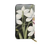 YYHWHJDE White Bell Orchid Printing Quality Leather Long Clutch Wallet Designed for Fashion Girls and Women Stylish 7.48 x 4.13 in
