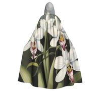 YYHWHJDE White Bell orchid Prints Halloween Adult Hooded Cloak for Parties and Costumes
