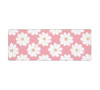 YYHWHJDE White Chrysanthemum Texture Chart Pattern Extra Large Mouse Pad, Computer Office Anti Slip Gaming Keyboard Thickened Version 12x31.5in