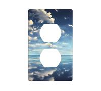 YYHWHJDE White Clouds Over The sea Picture Double Socket Wall Panel Decorative is Durable and Suitable for Socket Light Switch Accessories 4.5x2.76in