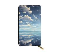 YYHWHJDE White Clouds Over The sea Printing Quality Leather Long Clutch Wallet Designed for Fashion Girls and Women Stylish 7.48 x 4.13 in