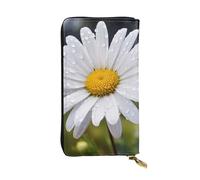 YYHWHJDE White Daisy Printed Leather long clutch wallet Designed for fashion girls and women stylish and personalized 7.48 x 4.13 in, Black, One Size