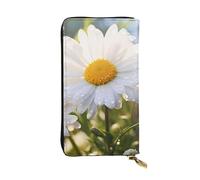 YYHWHJDE White Daisy Printing Quality Leather Long Clutch Wallet Designed for Fashion Girls and Women Stylish 7.48 x 4.13 in