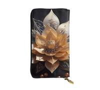 YYHWHJDE White Delicate Lotus Flower Printing Quality Leather Long Clutch Wallet Designed for Fashion Girls and Women Stylish 7.48 x 4.13 in