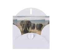 YYHWHJDE White Greeting Card African Elephants in the Grasslands Pattern for Christmas, Children's Birthday, Valentine's Day, and Party Invitation