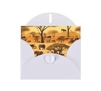 YYHWHJDE White Greeting Card African grassland animals Prints for Christmas, Children's Birthday, Valentine's Day, and Party Invitation