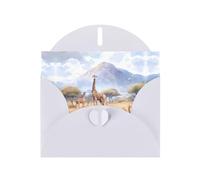 YYHWHJDE White Greeting Card African Savanna Giraffe Pattern for Christmas, Children's Birthday, Valentine's Day, and Party Invitation