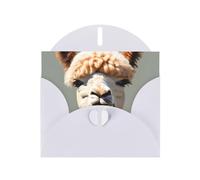 YYHWHJDE White Greeting Card Alpaca avatar Prints for Christmas, Children's Birthday, Valentine's Day, and Party Invitation