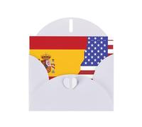 YYHWHJDE White Greeting Card American Spain Flag Prints for Christmas, Children's Birthday, Valentine's Day, and Party Invitation