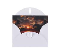 YYHWHJDE White Greeting Card Basketball court at sunset Pattern for Festive Birthday Party Invitation