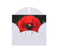 YYHWHJDE White Greeting Card Beautiful Red Poppy Flower Pattern for Festive Birthday Party Invitation