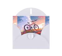 YYHWHJDE White Greeting Card Bicycles on the hill Pattern for Christmas, Children's Birthday, Valentine's Day, and Party Invitation