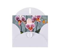 YYHWHJDE White Greeting Card Blooming Orchids Prints for Christmas, Children's Birthday, Valentine's Day, and Party Invitation