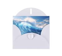 YYHWHJDE White Greeting Card Blue Ocean Waves Prints for Christmas, Children's Birthday, Valentine's Day, and Party Invitation