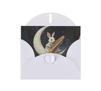 YYHWHJDE White Greeting Card Bunny playing the piano Pattern Perfect for Valentine's Day, Wedding Anniversary & Party Invitations