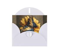 YYHWHJDE White Greeting Card Butterfly On A Sunflower Pattern Perfect for Valentine's Day, Wedding Anniversary & Party Invitations