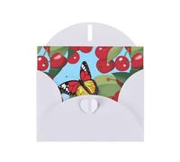 YYHWHJDE White Greeting Card Butterfly on cherry Pattern Perfect for Valentine's Day, Wedding Anniversary & Party Invitations