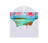 YYHWHJDE White Greeting Card Caribbean Scenery Pattern Perfect for Valentine's Day, Wedding Anniversary & Party Invitations