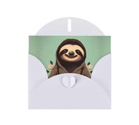 YYHWHJDE White Greeting Card Cartoon Sloth Pattern for Festive Birthday Party Invitation