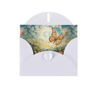 YYHWHJDE White Greeting Card Chasing Butterflies In Summer Pattern Perfect for Valentine's Day, Wedding Anniversary & Party Invitations