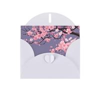 YYHWHJDE White Greeting Card Cherry Blossoms Tree Pattern for Christmas, Children's Birthday, Valentine's Day, and Party Invitation