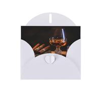 YYHWHJDE White Greeting Card cigar and whiskey Prints for Christmas, Children's Birthday, Valentine's Day, and Party Invitation