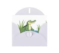 YYHWHJDE White Greeting Card Crocodile lurking in the reeds Pattern for Festive Birthday Party Invitation