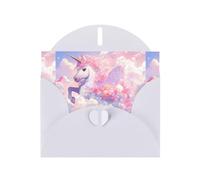 YYHWHJDE White Greeting Card Crown unicorn on the white clouds Pattern for Festive Birthday Party Invitation