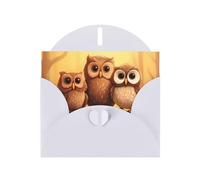 YYHWHJDE White Greeting Card Cute Brown Cartoon Owls Pattern for Festive Birthday Party Invitation