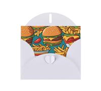 YYHWHJDE White Greeting Card cute burger fries Prints for Christmas, Children's Birthday, Valentine's Day, and Party Invitation