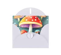 YYHWHJDE White Greeting Card Cute colored mushrooms Prints for Christmas, Children's Birthday, Valentine's Day, and Party Invitation